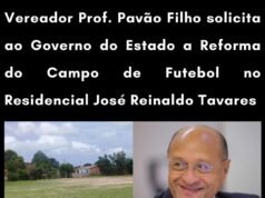 VEREADOR PROF. PAVÃO FILHO SOLICITA AO GOVERNO DO ESTADO A REFORMA DO CAMPO DE FUTEBOL NO RESIDENCIAL JOSÉ REINALDO TAVARES