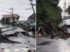 Impressionante: rua afunda após chuvas em Gramado